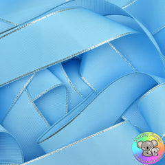 Baby Blue Silver Edged Grosgrain Ribbon