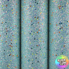 Baby Blue Glow In The Dark Chunky Glitter Fabric