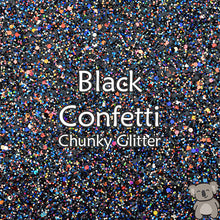 Load image into Gallery viewer, Black Confetti Chunky Glitter Fabric
