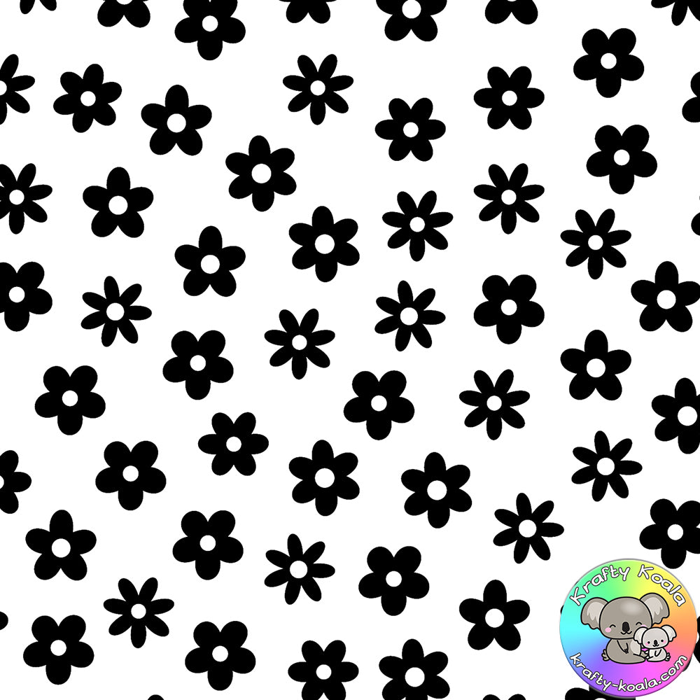 Black Flowers Fabric