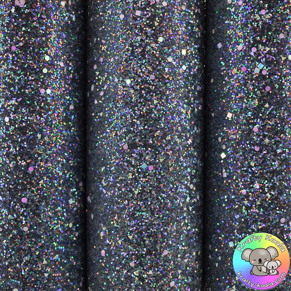 Black Gemstones Chunky Glitter Fabric