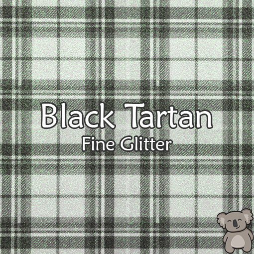 Black Tartan Fine Glitter Fabric