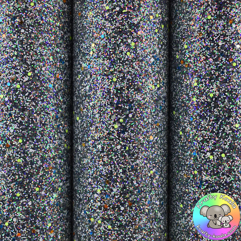 Black Glow In The Dark Chunky Glitter Fabric