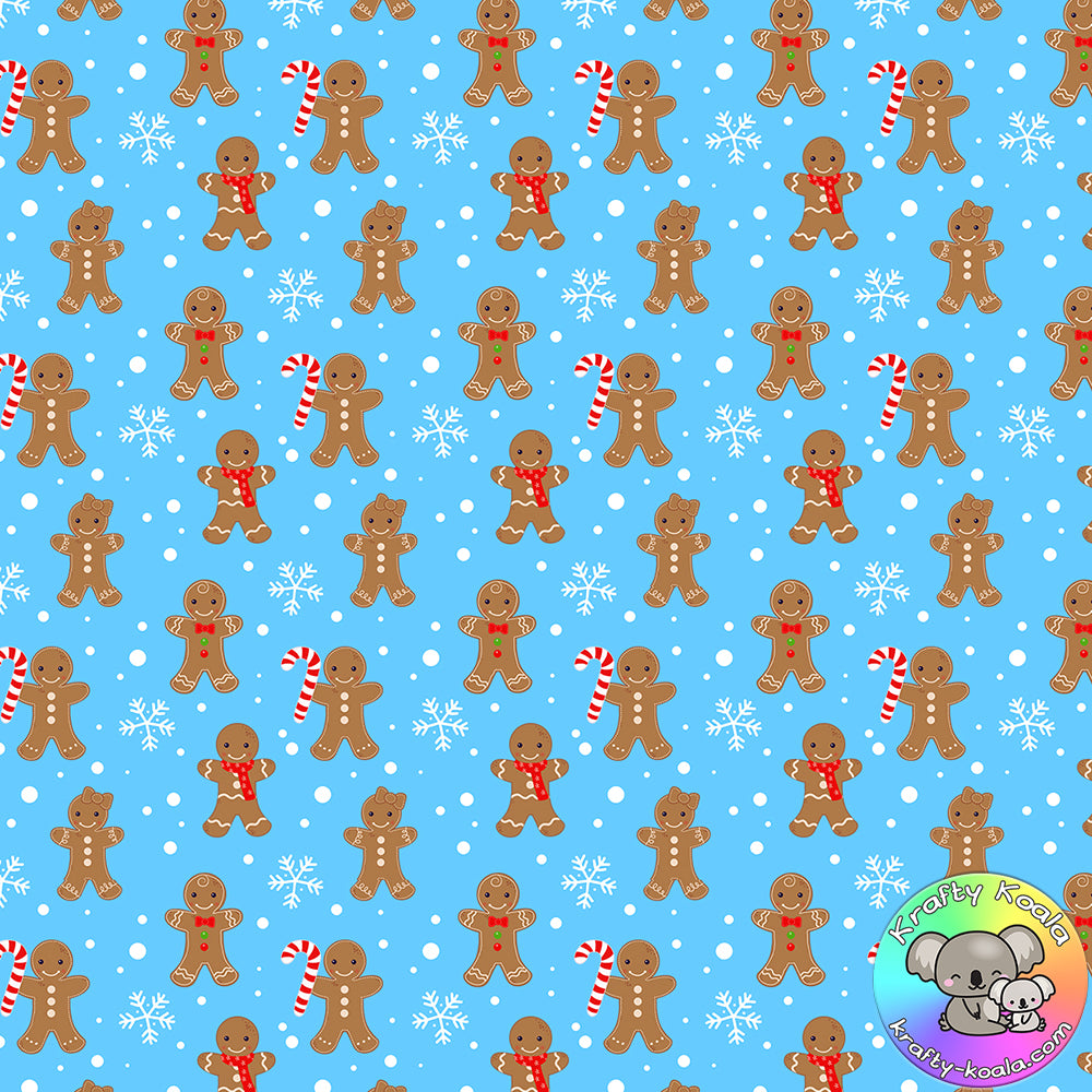 Blue Gingerbread Men Fabric