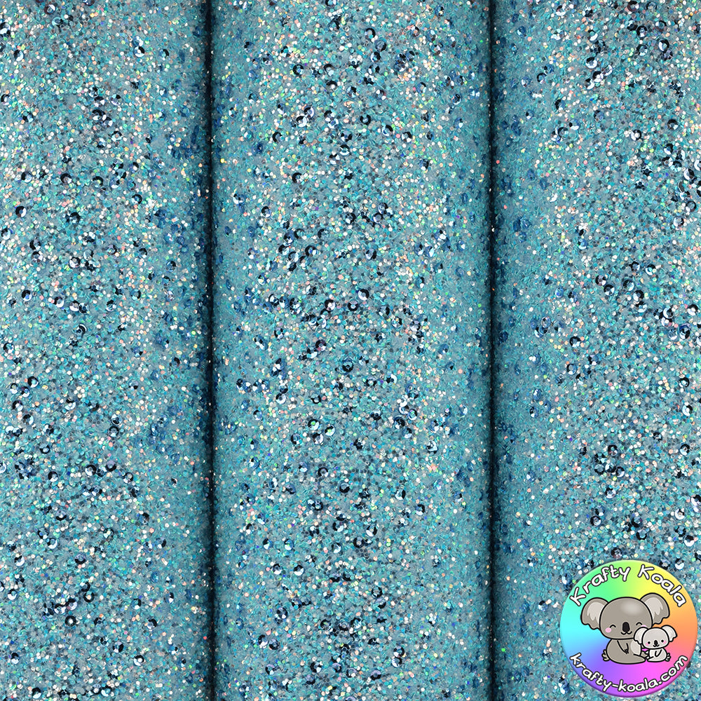 Blue Sequin Chunky Glitter Fabric