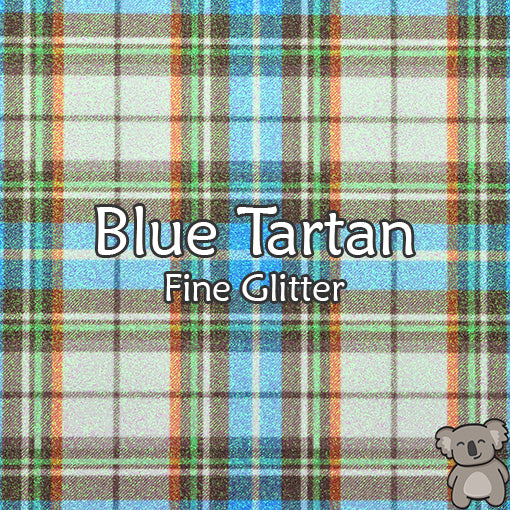 Blue Tartan Fine Glitter Fabric