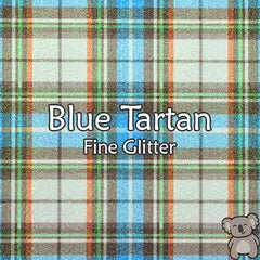 Blue Tartan Fine Glitter Fabric