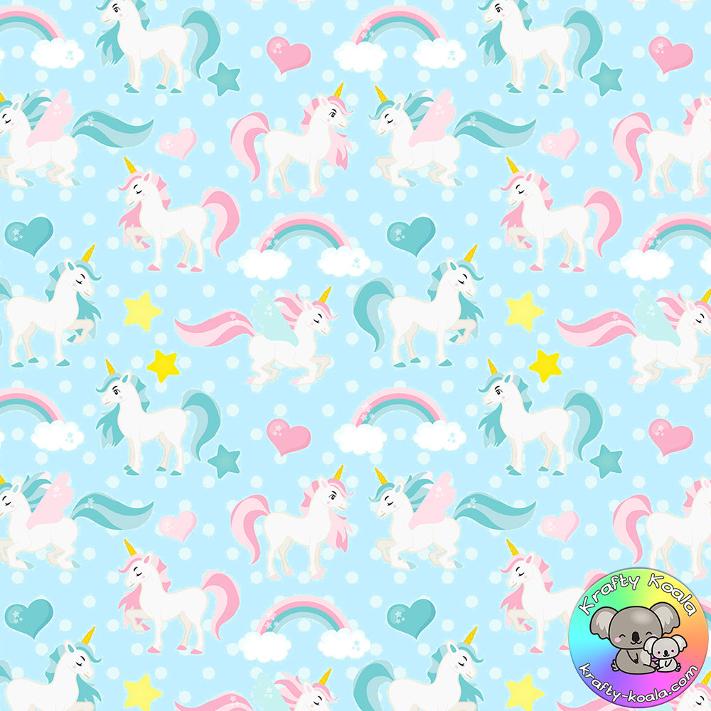 Blue Unicorns Fabric 3