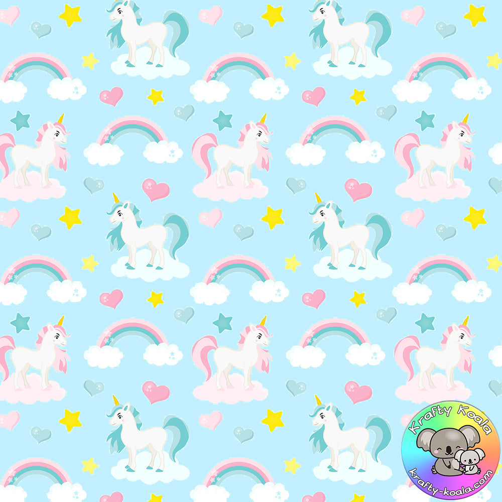 Blue Unicorns Fabric 4