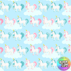 Blue Unicorns Fabric