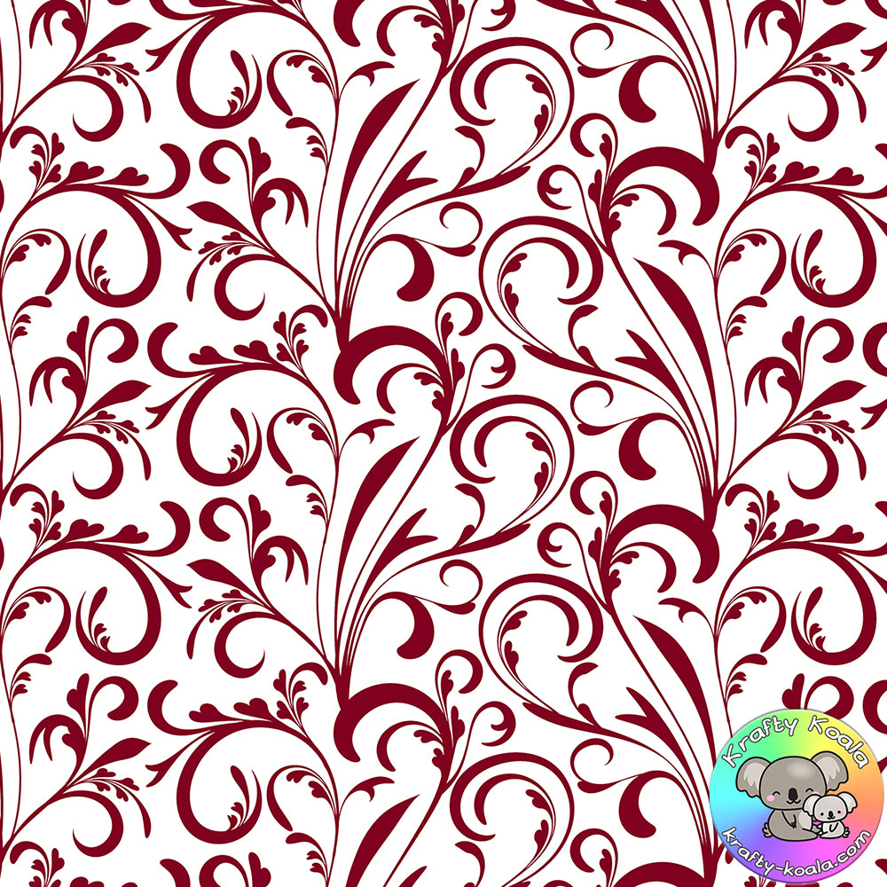 Burgundy Filigree Fabric