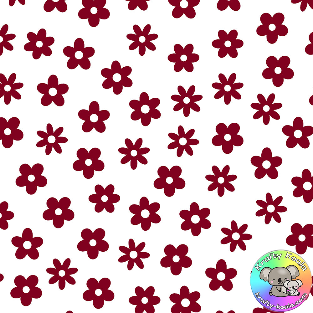 Burgundy Flowers Fabric