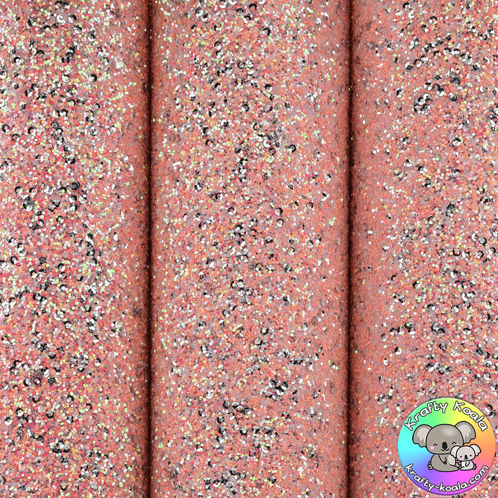 Coral Sequin Chunky Glitter Fabric