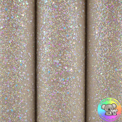 Cream Gemstones Chunky Glitter Fabric