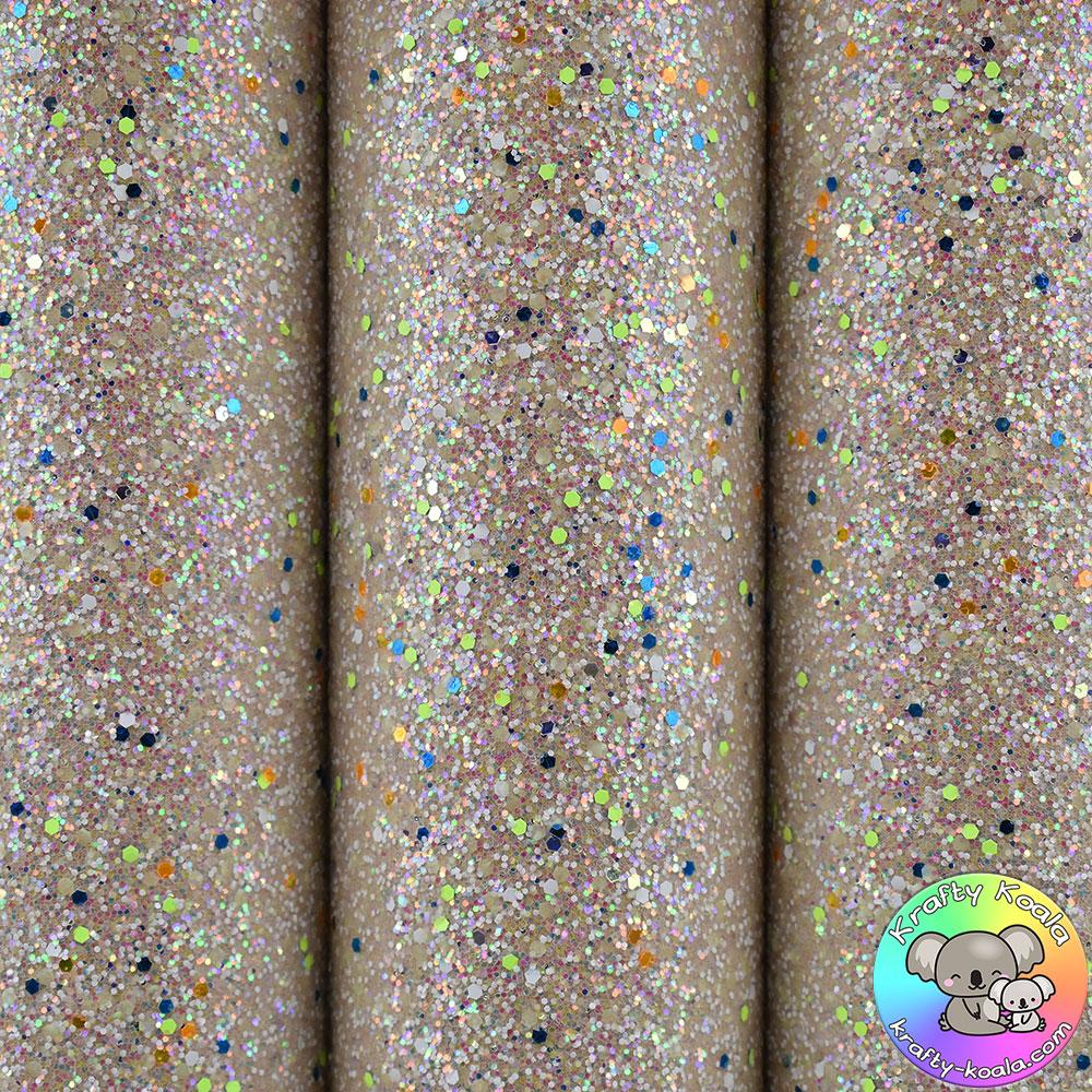 Cream Glow In The Dark Chunky Glitter Fabric