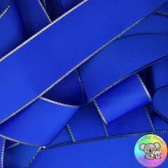 Electric Blue Gold Edged Grosgrain Ribbon