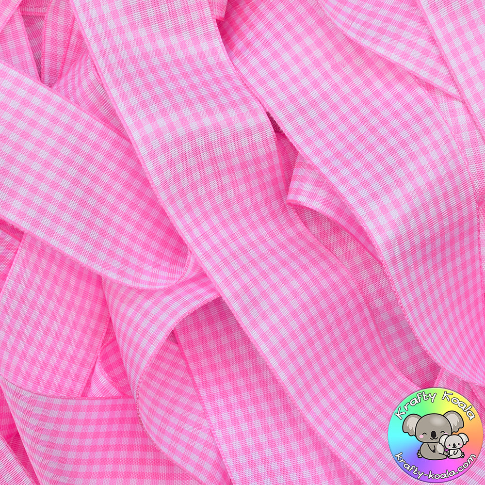 Geranium Pink Gingham Ribbon