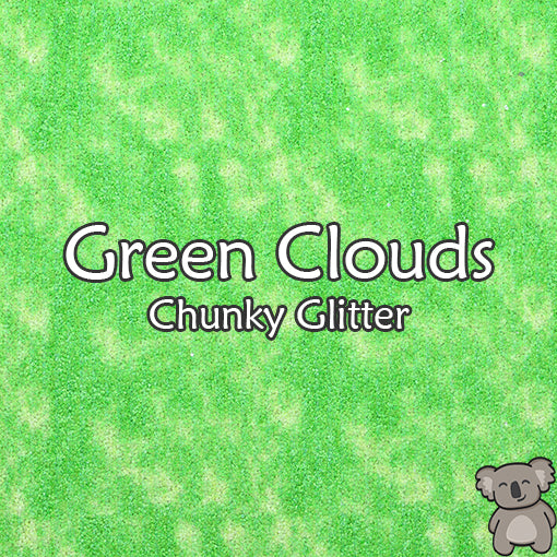 Green Clouds Chunky Glitter Fabric