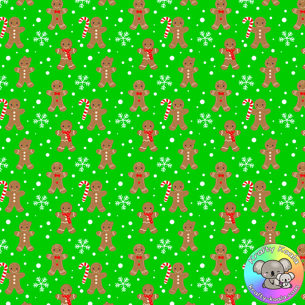 Green Gingerbread Men Fabric