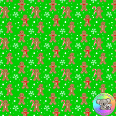 Green Gingerbread Men Fabric