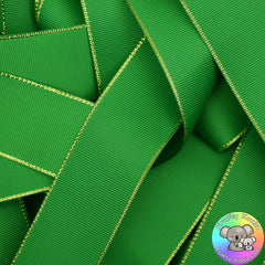 Green Gold Edged Grosgrain Ribbon