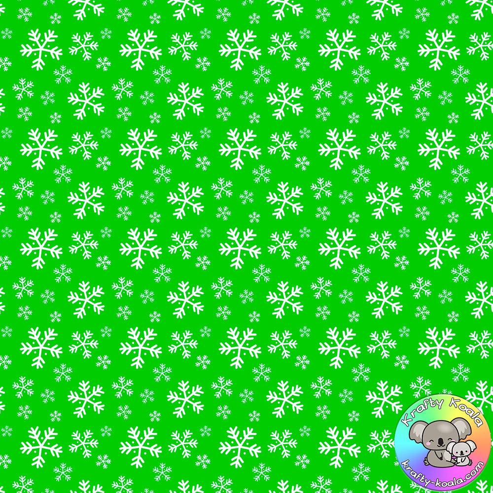 Green Snowflakes Fabric