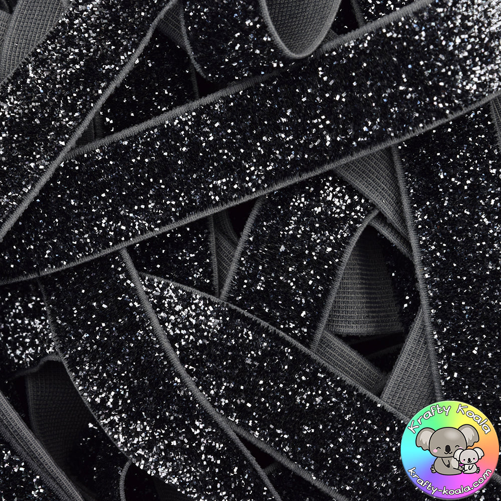 Gunmetal Grey Glitter Elastic