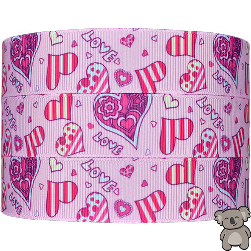 Hearts 2nd Design - Patterned Grosgrain Ribbon