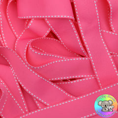 Hot Pink Saddle Stitched Grosgrain Ribbon