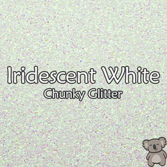 Iridescent White Chunky Glitter Fabric