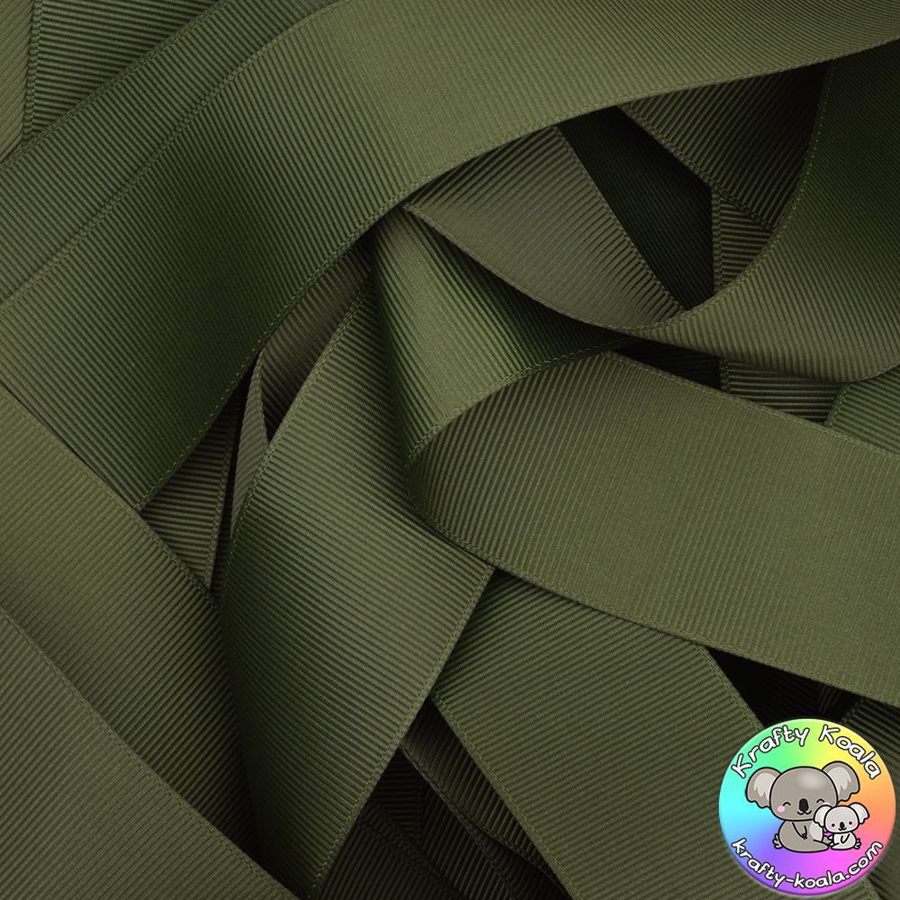 Khaki Green Grosgrain Ribbon