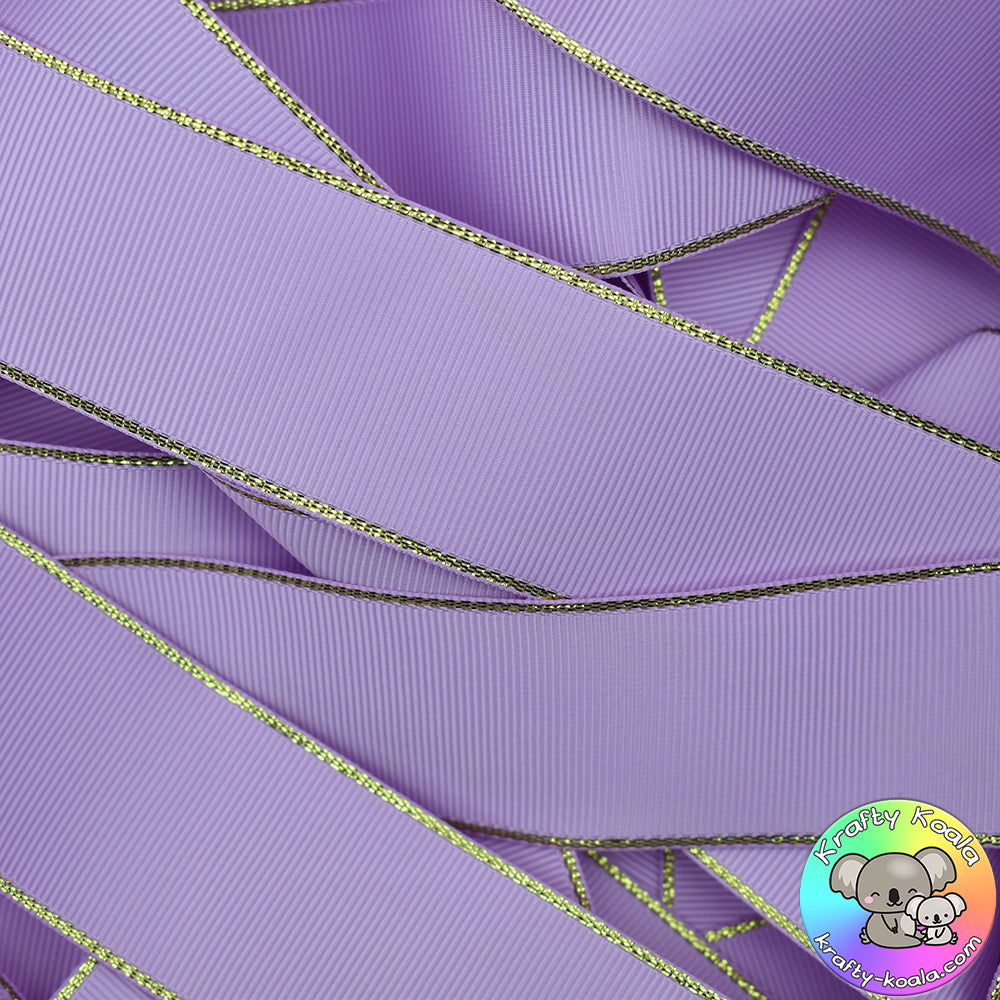 Lilac Gold Edged Grosgrain Ribbon