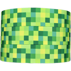 Green Squares - Patterned Grosgrain Ribbon