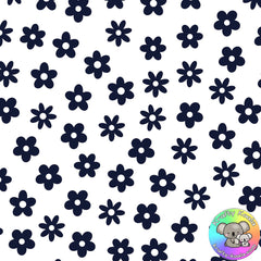 Navy Blue Flowers Fabric