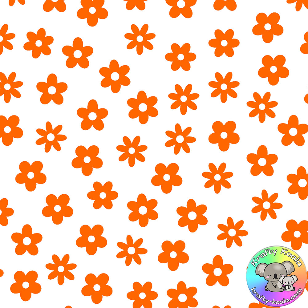 Orange Flowers Fabric