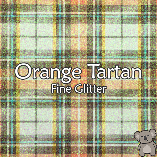 Orange Tartan Fine Glitter Fabric