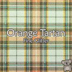 Orange Tartan Fine Glitter Fabric