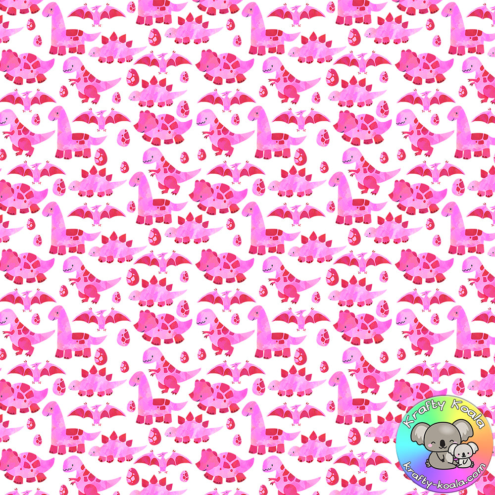 Pink Dinosaurs Fabric