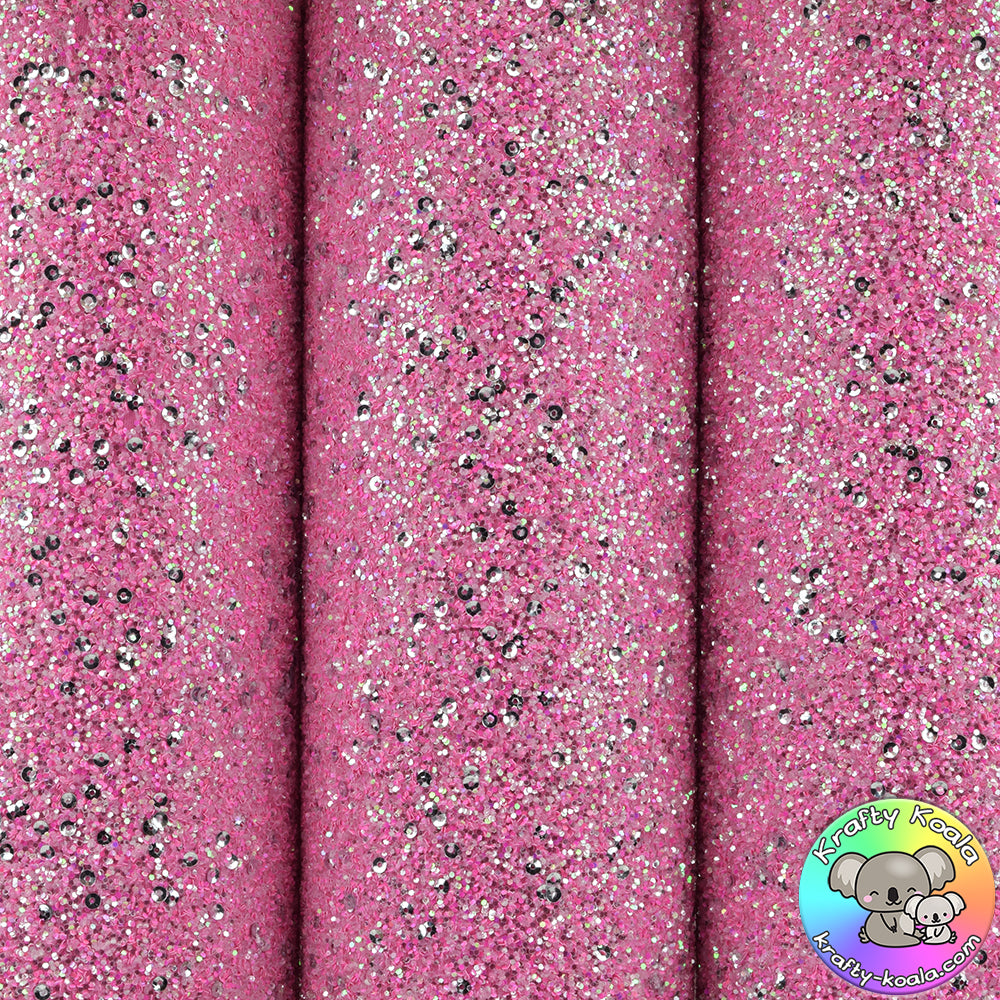 Pink Sequin Chunky Glitter Fabric