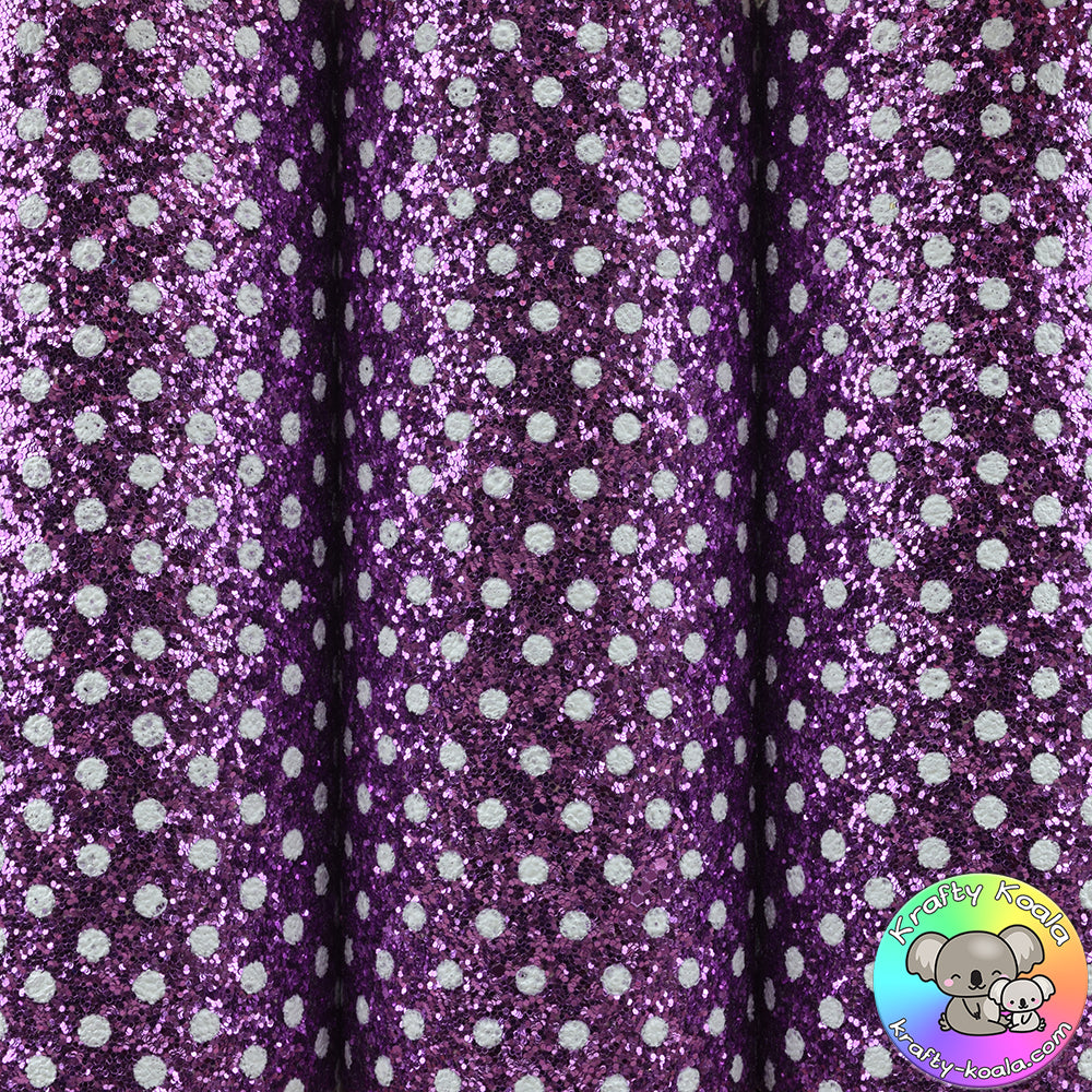 Purple Polka Dot Chunky Glitter Fabric