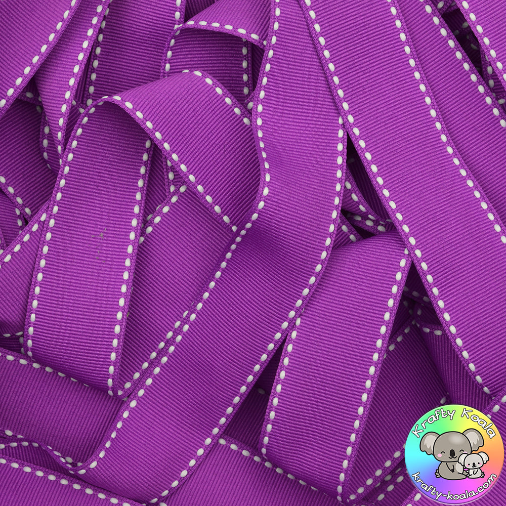 Purple Saddle Stitched Grosgrain Ribbon