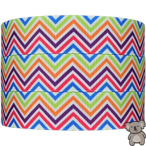 Rainbow Chevron Stripes - Patterned Grosgrain Ribbon