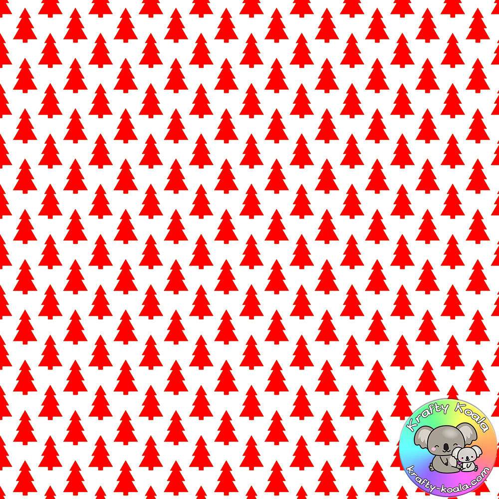 Red Christmas Trees Fabric