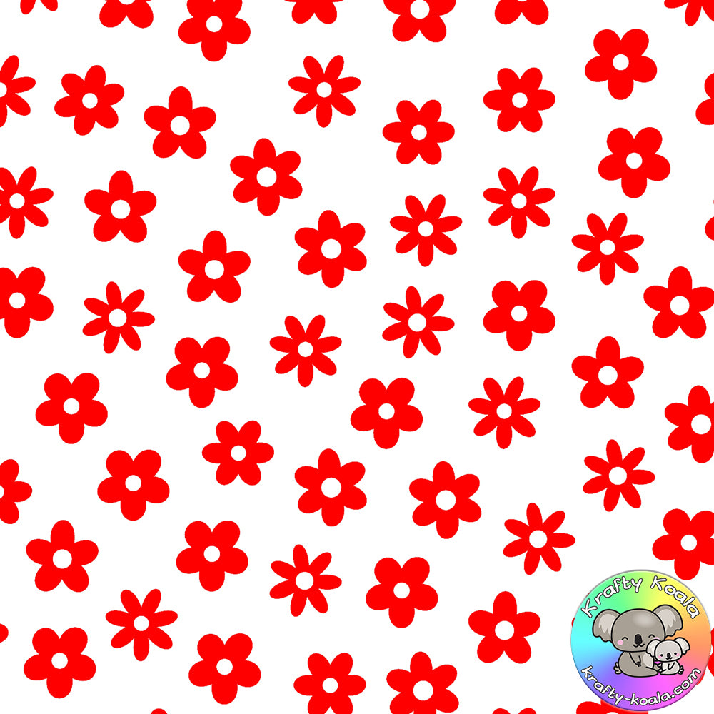 Red Flowers Fabric