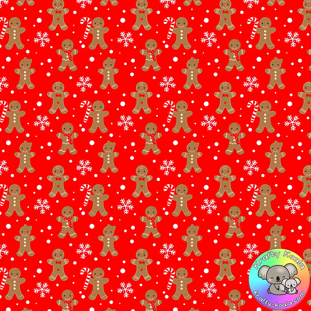 Red Gingerbread Men Fabric