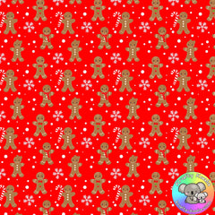 Red Gingerbread Men Fabric