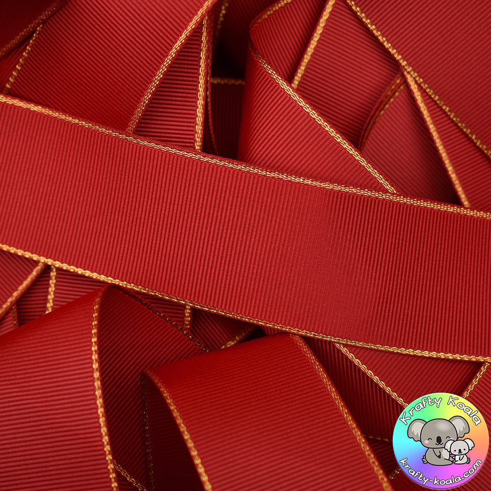 Red Gold Edged Grosgrain Ribbon