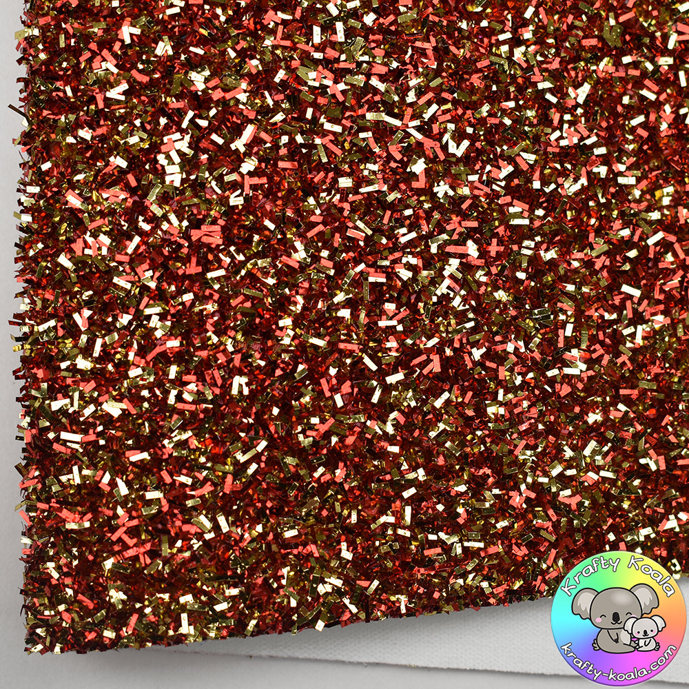 Red & Gold Tinsel Fabric