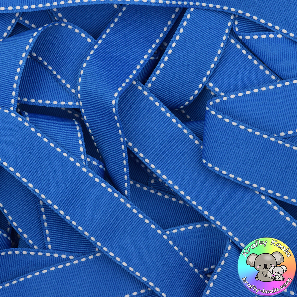 Royal Blue Saddle Stitched Grosgrain Ribbon