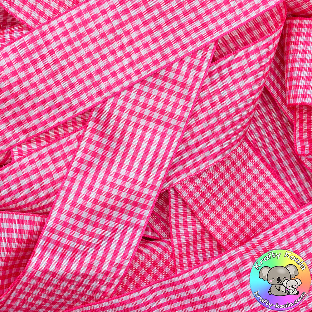 Shocking Pink Gingham Ribbon